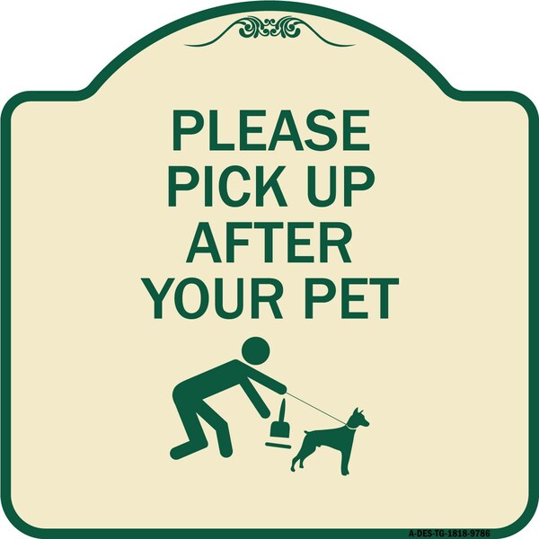 Designer Series-Please Pick Up After Your Pet Tan & Green, 18" x 18", TG-1818-9786
